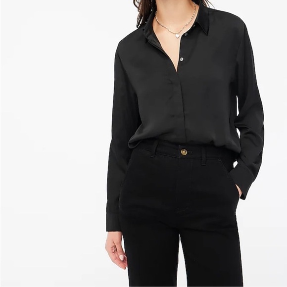 J. Crew Factory Tops - J.Crew Drapey satin button-up top